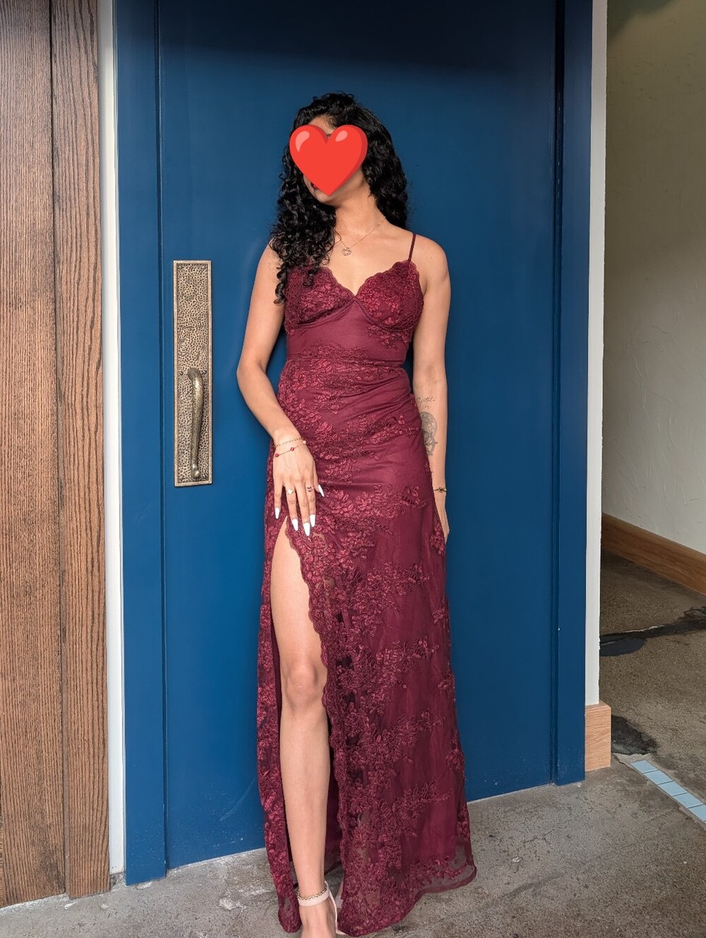 Burgundy Lace Drace With slit